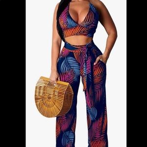 2 Piece Halter Pant Set